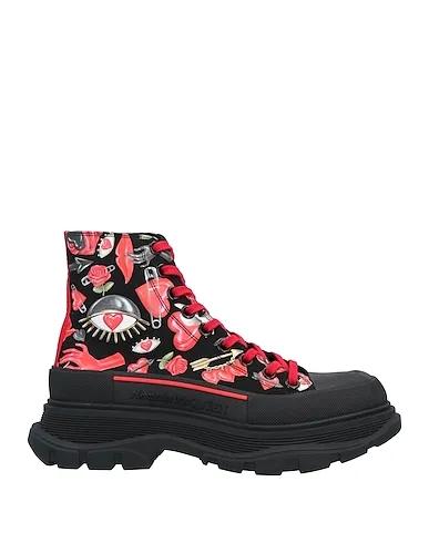 Red Plain weave Ankle boot