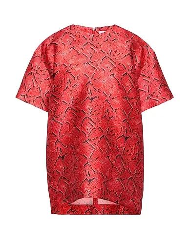 Red Plain weave Blouse