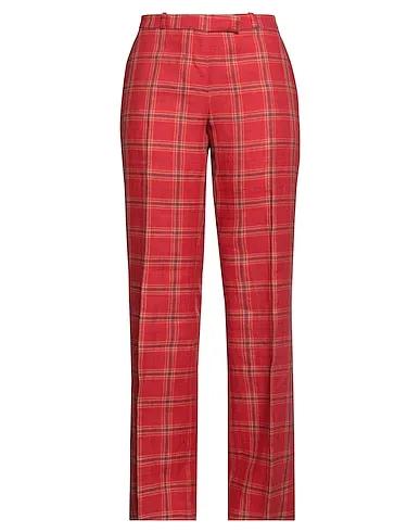 Red Plain weave Casual pants