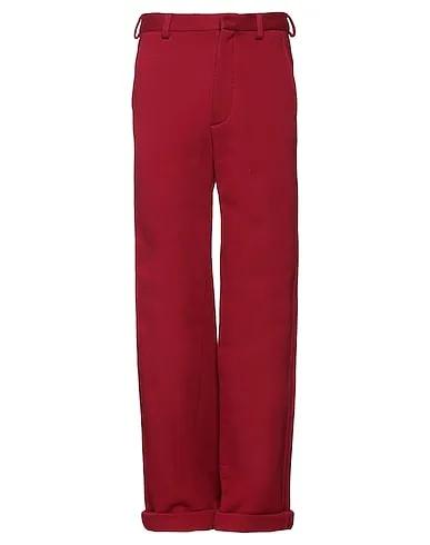 Red Plain weave Casual pants