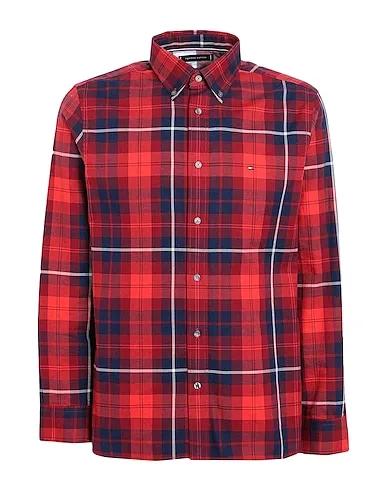 Red Plain weave Checked shirt
