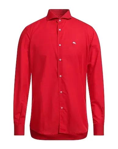 Red Plain weave Linen shirt