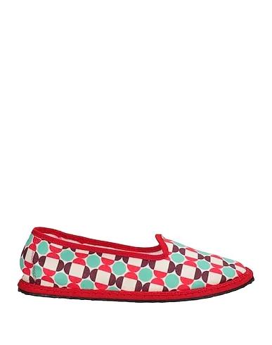 Red Plain weave Loafers