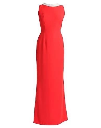 Red Plain weave Long dress