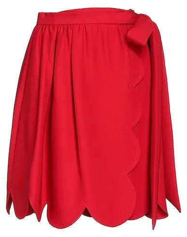 Red Plain weave Midi skirt