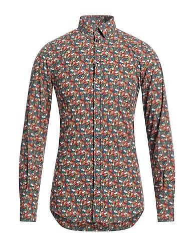 Red Plain weave Patterned shirt