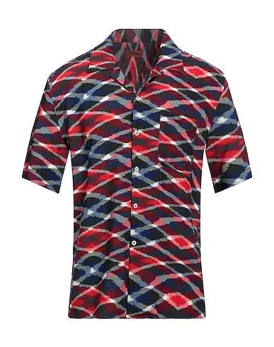 Red Plain weave Patterned shirt