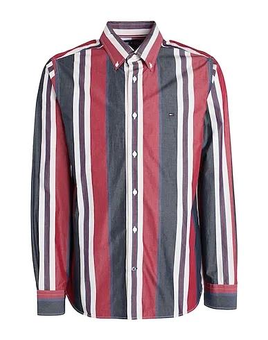 Red Plain weave Striped shirt