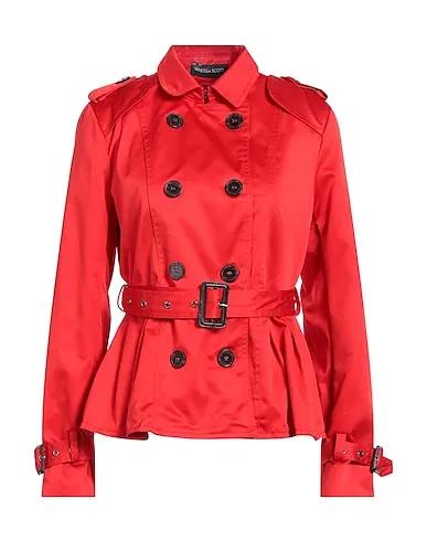 Red Satin Double breasted pea coat