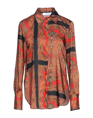 Red Satin Patterned shirts & blouses