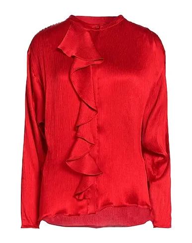 Red Satin Solid color shirts & blouses