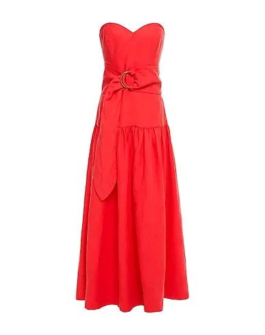 Red Silk shantung Long dress