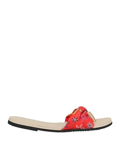 Red Synthetic fabric Flip flops