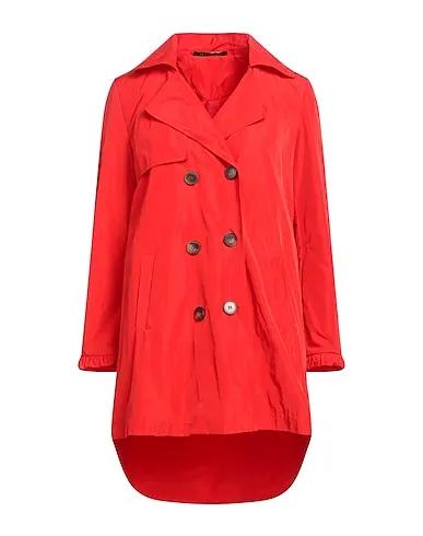 Red Techno fabric Double breasted pea coat
