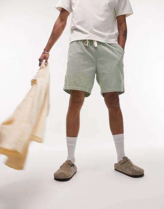 relaxed cord shorts in green