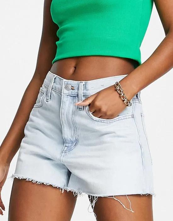 relaxed denim shorts in light wash