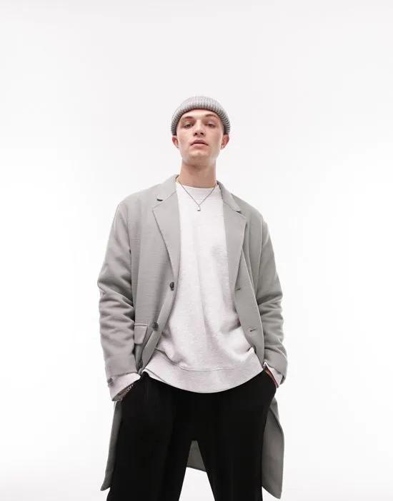 Topman relaxed faux wool overcoat in sage green