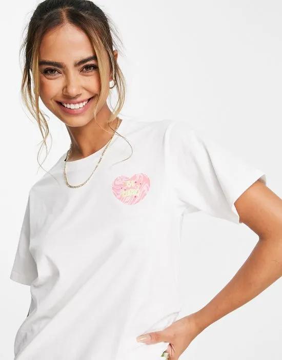 relaxed slogan T-shirt in white