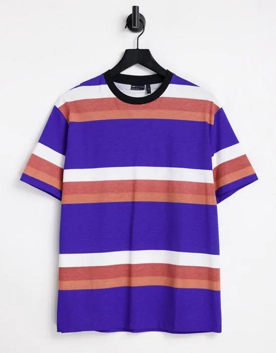 relaxed stripe t-shirt in blue color block