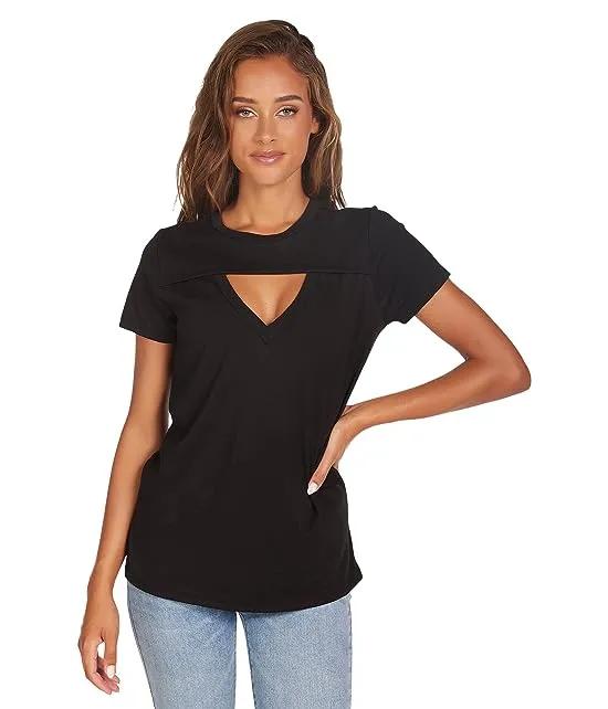 Remo Short Sleeve Crew Neck Tee with V Cutout