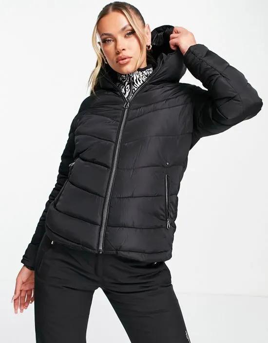 Reputable ski puffer jacket in black
