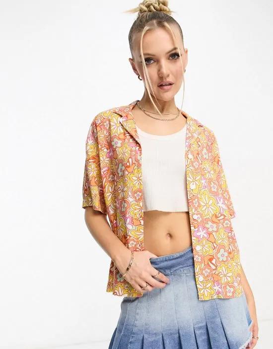 resort floral shirt in orange