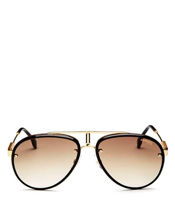 Retro Brow Bar Aviator Sunglasses, 68mm