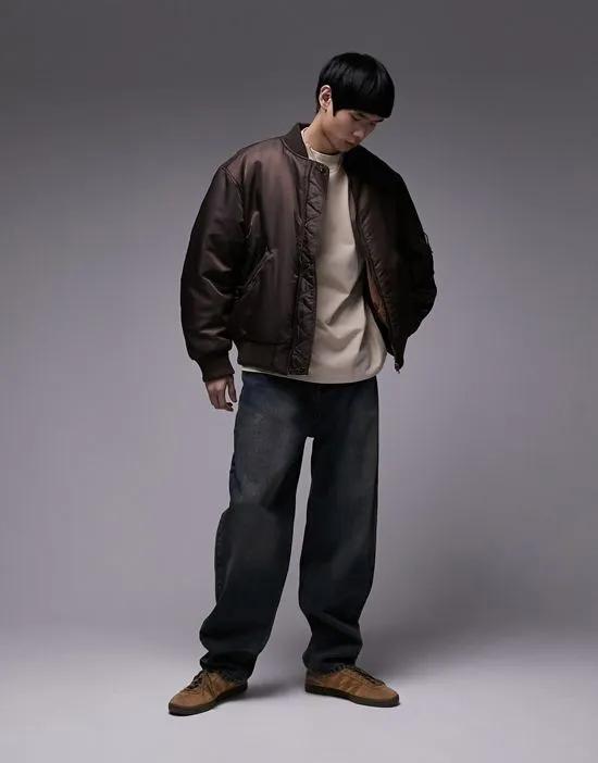 reversible MA1 bomber jacket in brown