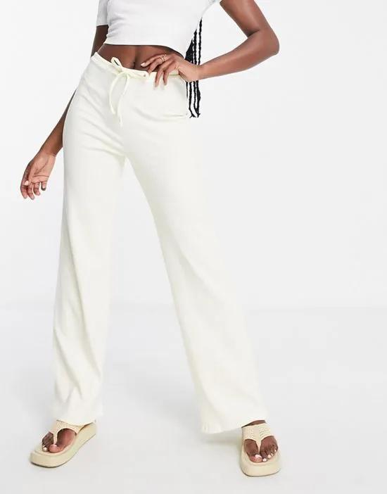 rib pants with puddle hem in yellow