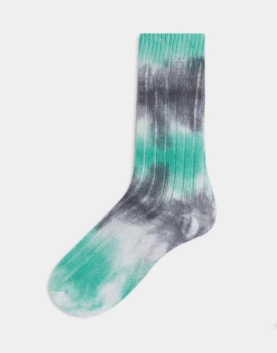 ribbed boot sock in tie dye