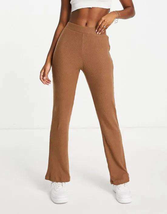 ribbed flared pants in caramel