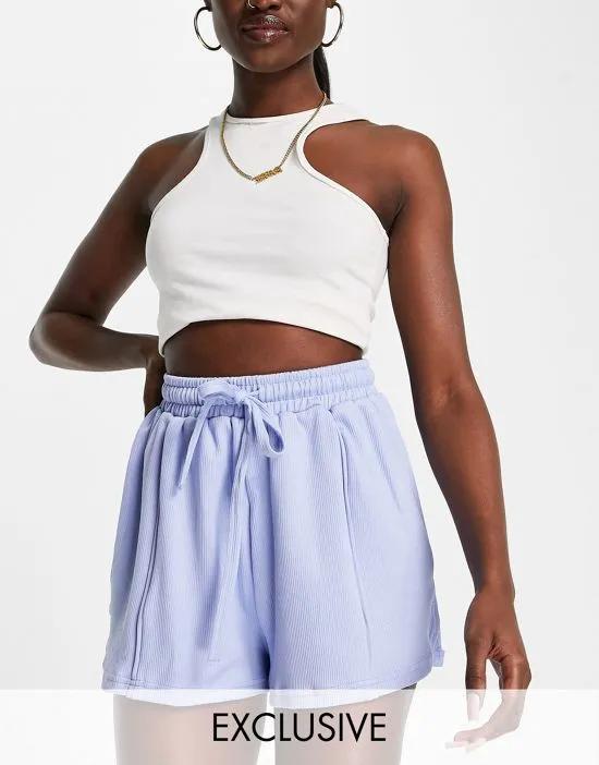 ribbed loose jersey shorts in ice blue - part of a set