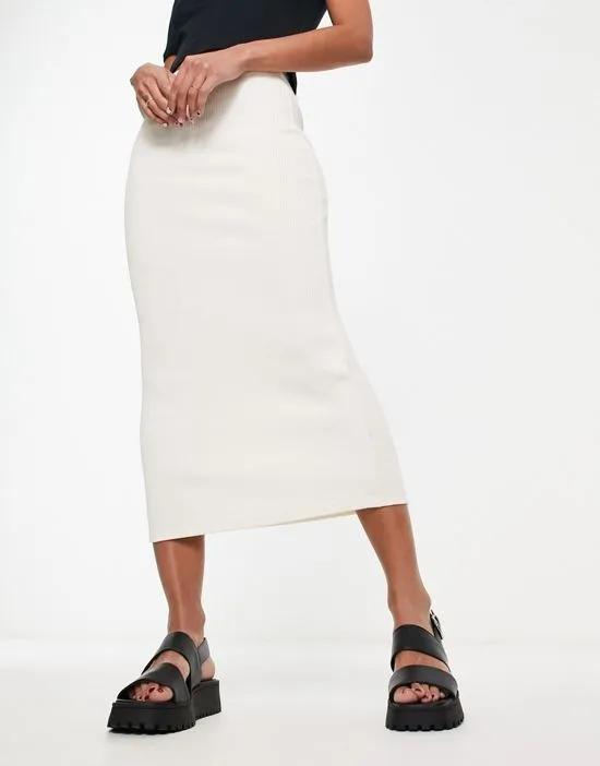 ribbed midaxi skirt in ecru