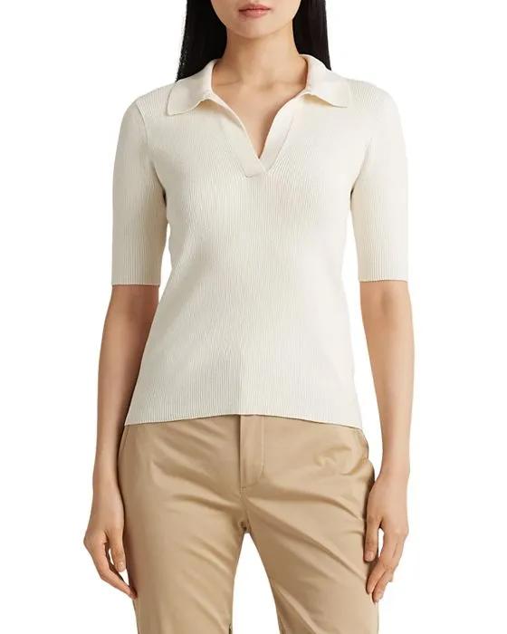 Ribbed Polo Sweater
