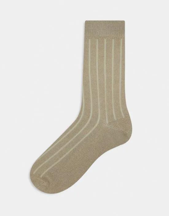 ribbed sock in beige