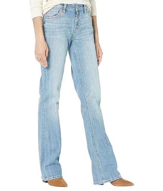Riding Jeans with Leather Detail on Back Pocket in Light Vintage W7-3690