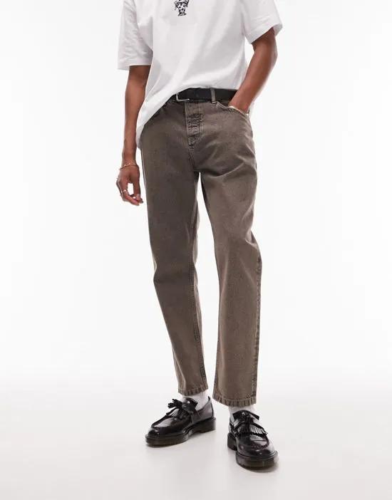 rigid taper jeans in brown tint