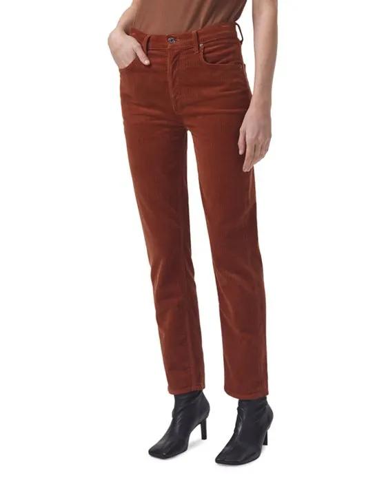 Riley High Rise Ankle Straight Jeans in Saddle