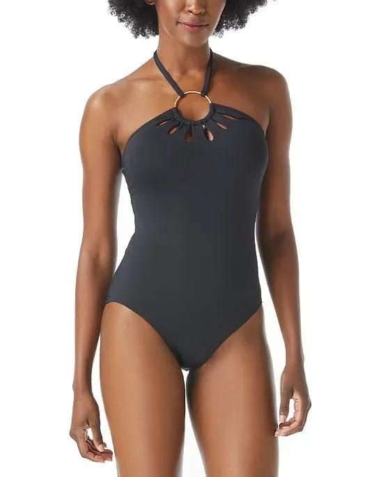 Ring Cut-Out Halter One-Piece Swimsuit