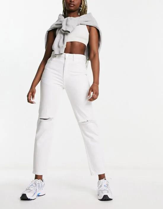 ripped mom jeans in white