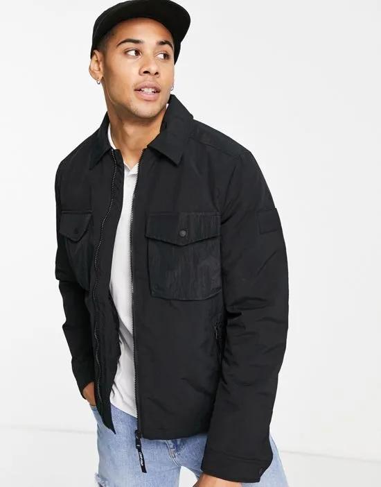 ripstop shirt jacket in black