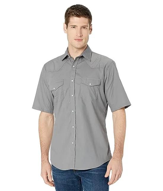 Roper Cotton/Poly Short Sleeve Solid Grey Western Shirt