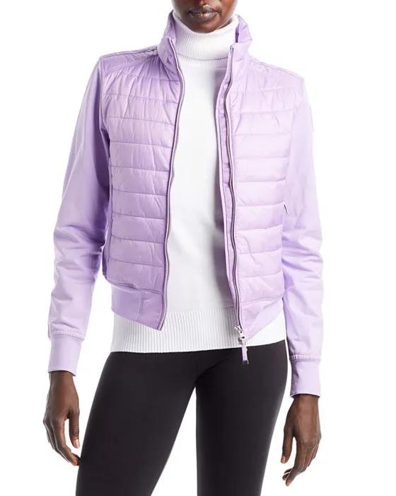 Rosy Mixed Media Puffer Jacket