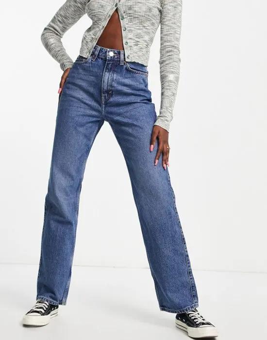 Rowe Extra high waist straight fit jeans in deep blue - MBLUE