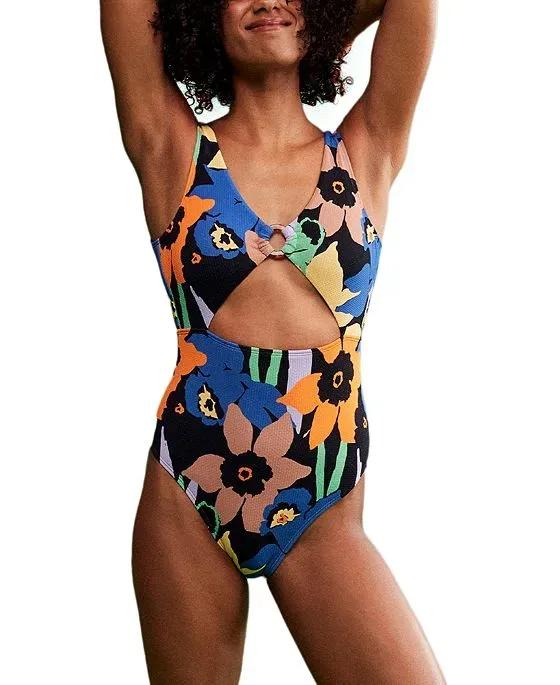 Roxy Juniors' Color Jam V-Neck Cutout One-Piece Swimsuit