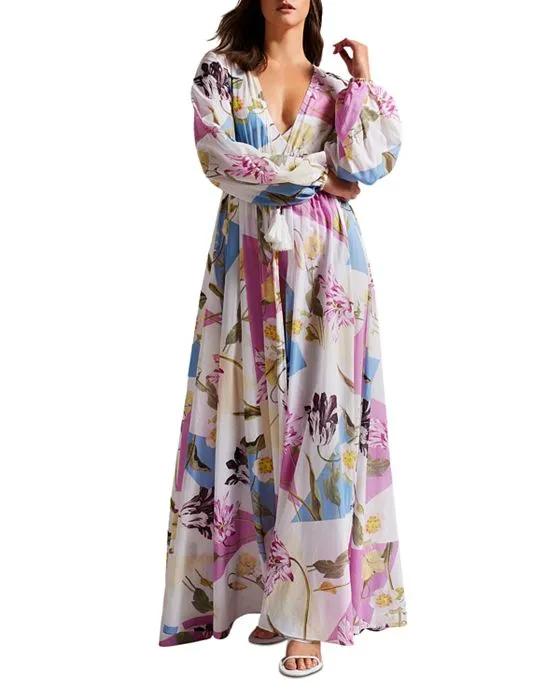 Rozlyn Floral Print Maxi Swim Cover-Up