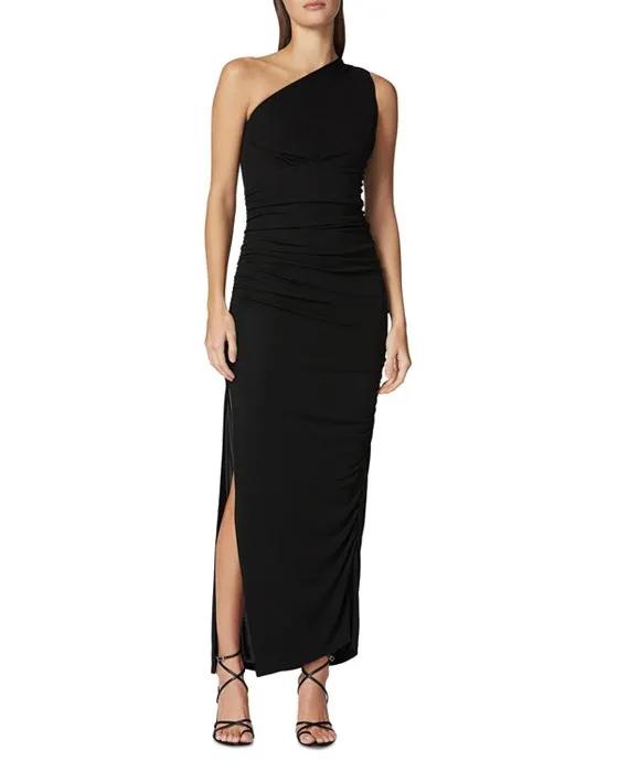 Ruched Jersey One Shoulder Maxi Dress