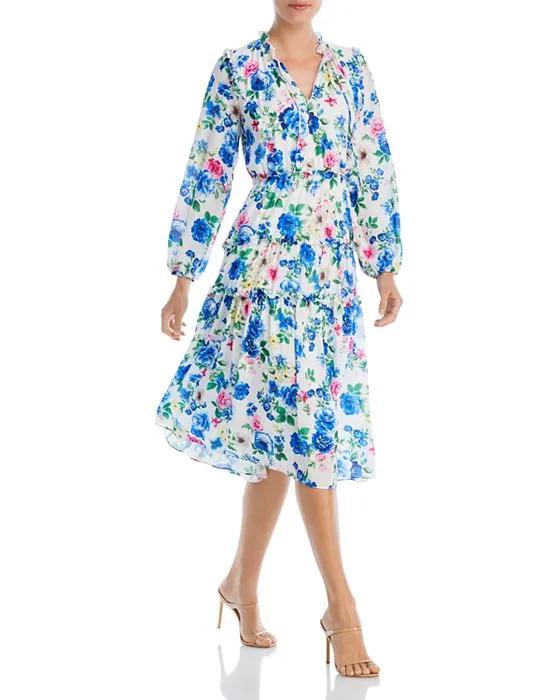 Ruffle Trim Floral Print Dress