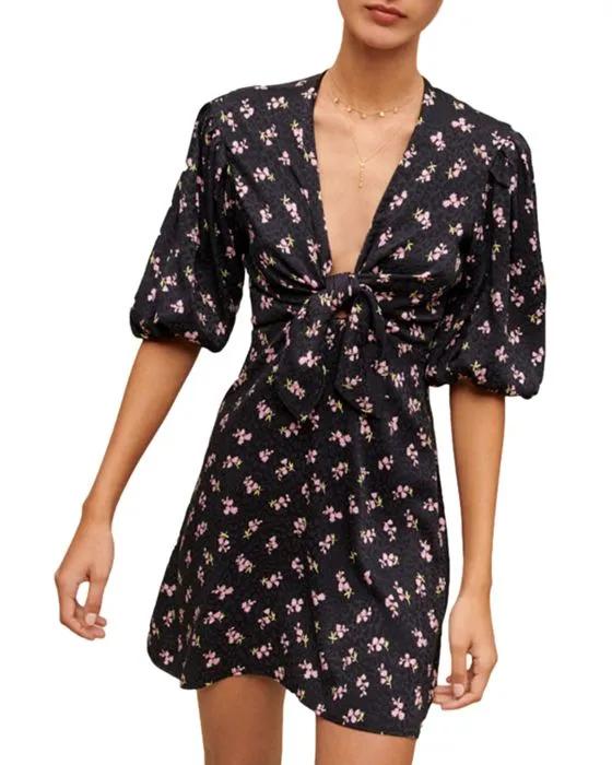 Ruisso Floral Leopard Print Mini Dress
