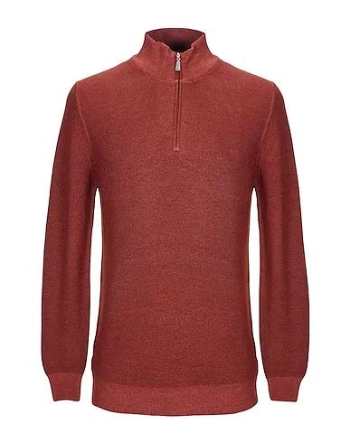 Rust Knitted Sweater with zip